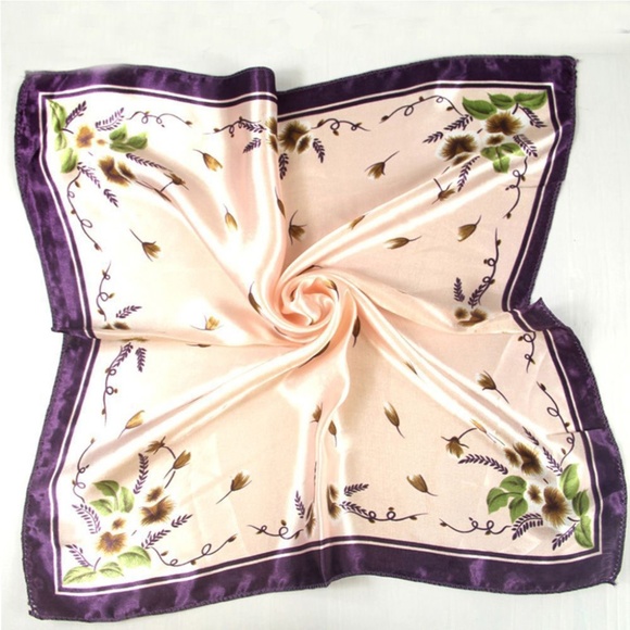 Accessories - Satin Pink & Purple Dandelion Floral Bandanna